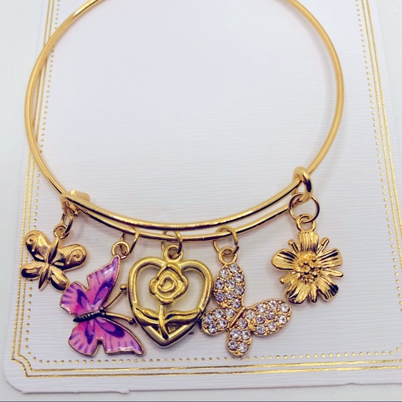 Bracelet Butterfly Crystal in gold tone! PRETTY - Picture 12 of 12